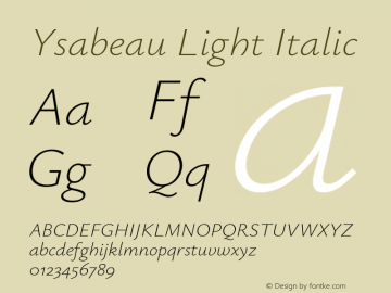 Ysabeau Light Italic Version 0.003图片样张