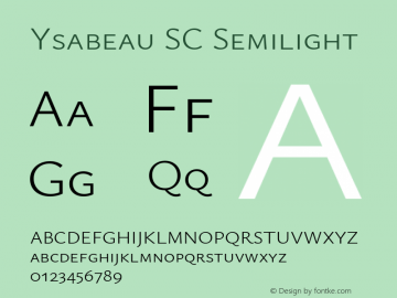 Ysabeau SC Semilight Version 0.003 Font Sample