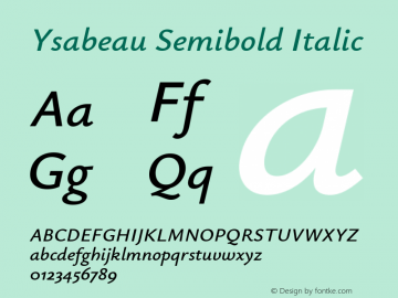 Ysabeau Semibold Italic Version 0.003图片样张