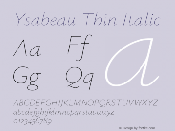 Ysabeau Thin Italic Version 0.003图片样张