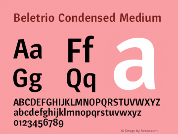 BeletrioCondensed-Medium Version 1.000 Font Sample