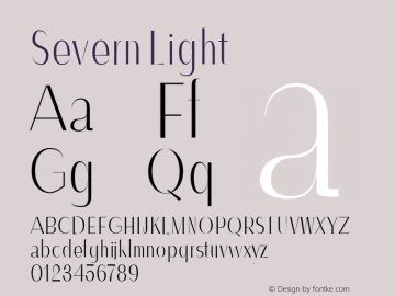 Severn Light Version 1.0 Font Sample