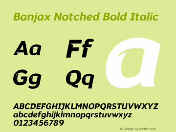 Banjax Notched Bold Italic Version 1.000 Font Sample