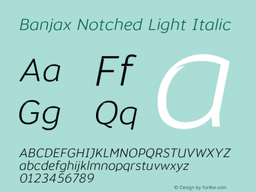 Banjax Notched Light Italic Version 1.000 Font Sample