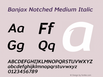 Banjax Notched Medium Italic Version 1.000 Font Sample