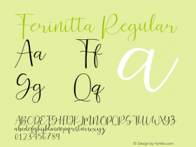 Ferinitta Version 1.00;January 21, 2019;FontCreator 11.5.0.2422 64-bit Font Sample