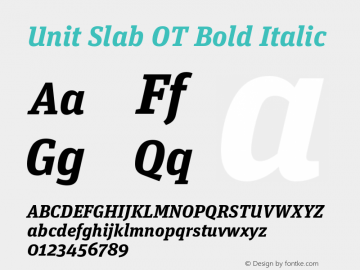 UnitSlabOT-BoldIta Version 7.504; 2009; Build 1020 Font Sample