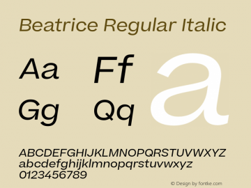 Beatrice-RegularItalic Version 1.1 | wf-rip DC20180610图片样张