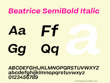 Beatrice-SemiBoldItalic Version 1.1 | wf-rip DC20180610 Font Sample