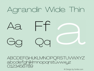 Agrandir Wide Thin Version 2.000 Font Sample