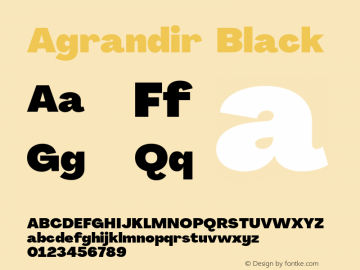 Agrandir Black Version 2.000;PS 002.000;hotconv 1.0.88;makeotf.lib2.5.64775 Font Sample