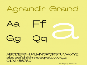 Agrandir Grand Version 2.000;PS 002.000;hotconv 1.0.88;makeotf.lib2.5.64775 Font Sample