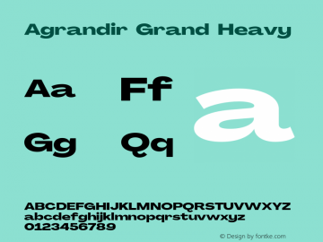 Agrandir Grand Heavy Version 2.000;PS 002.000;hotconv 1.0.88;makeotf.lib2.5.64775 Font Sample