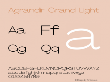 Agrandir Grand Light Version 2.000 Font Sample