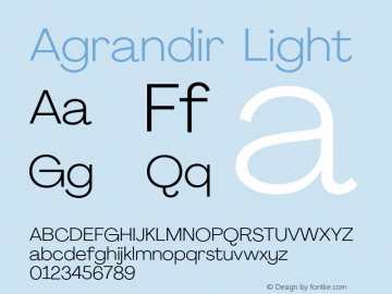 Agrandir Light Version 2.000 Font Sample