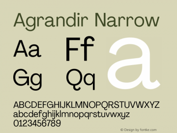 Agrandir Narrow Version 2.000 Font Sample