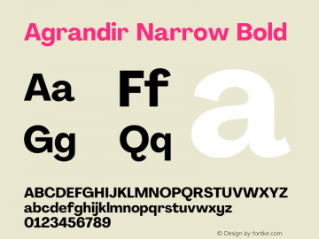 Agrandir Narrow Bold Version 2.000 Font Sample