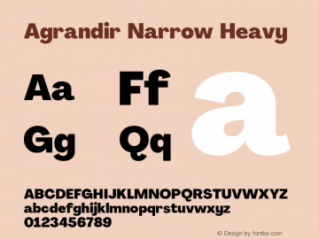 Agrandir Narrow Heavy Version 2.000 Font Sample