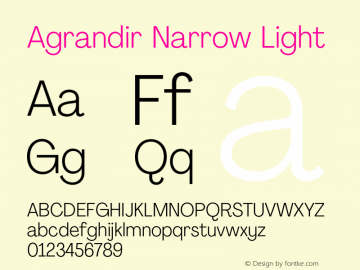 Agrandir Narrow Light Version 2.000;PS 002.000;hotconv 1.0.88;makeotf.lib2.5.64775 Font Sample