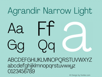 Agrandir Narrow Light Version 2.000 Font Sample