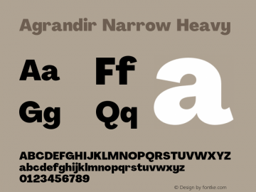 Agrandir Narrow Heavy Version 2.000;PS 002.000;hotconv 1.0.88;makeotf.lib2.5.64775 Font Sample
