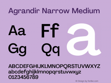 Agrandir Narrow Medium Version 2.000 Font Sample