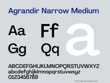 Agrandir Narrow Medium Version 2.000;PS 002.000;hotconv 1.0.88;makeotf.lib2.5.64775 Font Sample