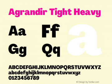 Agrandir Tight Heavy Version 2.000;PS 002.000;hotconv 1.0.88;makeotf.lib2.5.64775 Font Sample