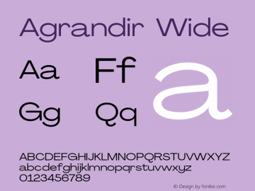 Agrandir Wide Version 2.000;PS 002.000;hotconv 1.0.88;makeotf.lib2.5.64775 Font Sample
