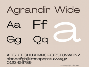 Agrandir Wide Version 2.000 Font Sample