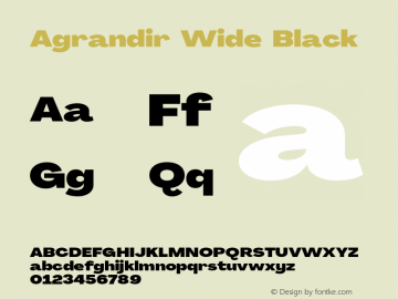 Agrandir Wide Black Version 2.000;PS 002.000;hotconv 1.0.88;makeotf.lib2.5.64775 Font Sample