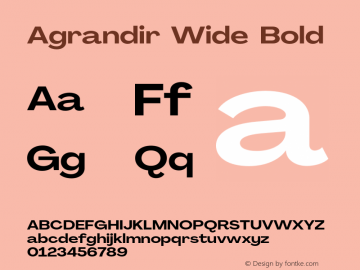 Agrandir Wide Bold Version 2.000;PS 002.000;hotconv 1.0.88;makeotf.lib2.5.64775 Font Sample