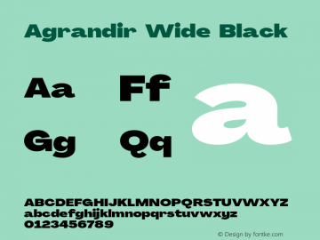 Agrandir Wide Black Version 2.000 Font Sample