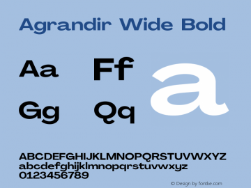 Agrandir Wide Bold Version 2.000 Font Sample