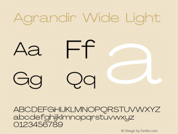 Agrandir Wide Light Version 2.000;PS 002.000;hotconv 1.0.88;makeotf.lib2.5.64775 Font Sample