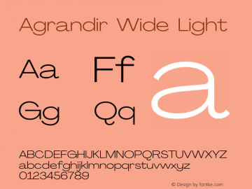 Agrandir Wide Light Version 2.000 Font Sample
