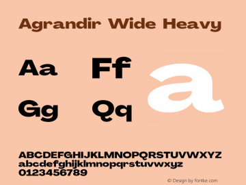 Agrandir Wide Heavy Version 2.000 Font Sample
