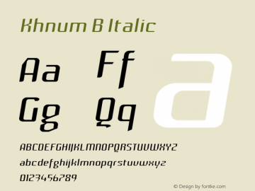 Khnum B Italic Version 1.0 Font Sample