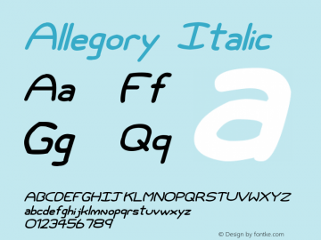 Allegory Italic Version 1.00;January 23, 2019;FontCreator 11.5.0.2430 64-bit图片样张