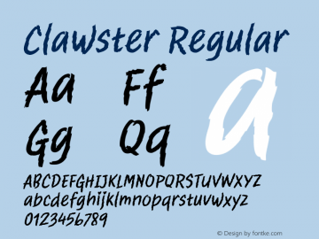 Clawster Version 1.00;January 9, 2019;FontCreator 11.5.0.2430 64-bit图片样张