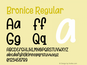 Bronice Version 1.00;January 16, 2019 Font Sample