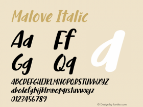 Malove Italic Version 1.00;January 19, 2019 Font Sample