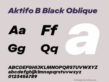 Aktifo B Black Oblique Version 1.000;PS 001.000;hotconv 1.0.88;makeotf.lib2.5.64775;YWFTv17 Font Sample