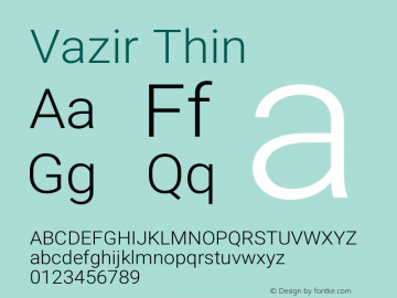 Vazir Thin Version 19.1.0 Font Sample