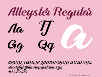 Alleyster Version 1.00;January 27, 2019;FontCreator 11.5.0.2427 64-bit Font Sample