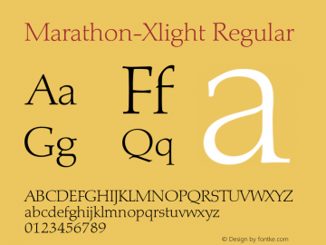 Marathon-Xlight Regular 001.001 Font Sample