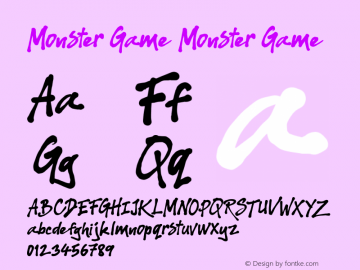 Monster Game Version 1.000 Font Sample