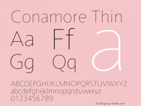 Conamore-Thin Version 1.000 Font Sample