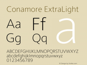 Conamore-ExtraLight Version 1.000 Font Sample