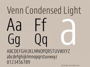 Venn-CondensedLight Version 1.000 Font Sample